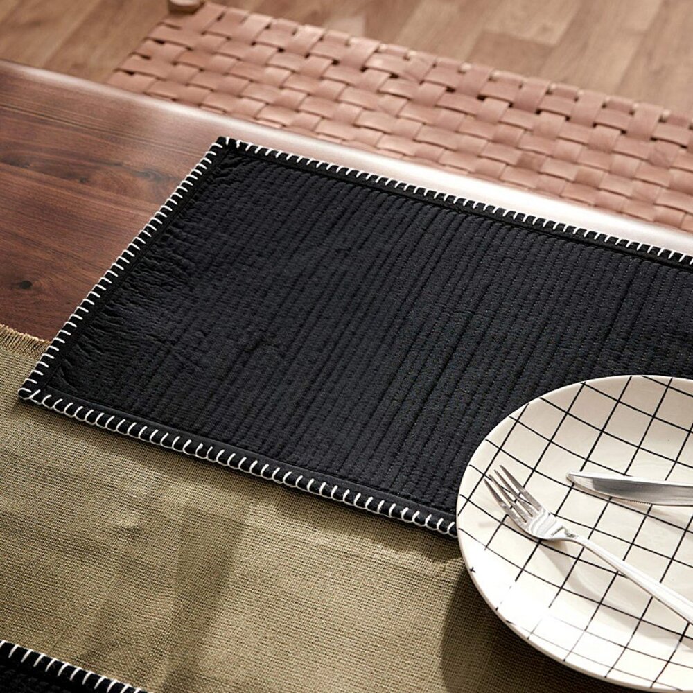 SIMONS Quilted Stripe Recycled Cotton Placemat set of 4